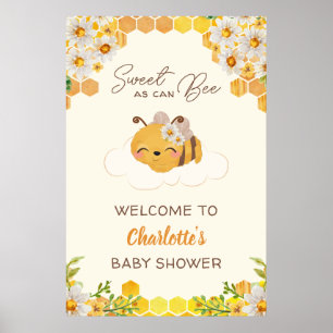 Affiche Sucré Comme Peut Être Baby shower Floral Honeycomb