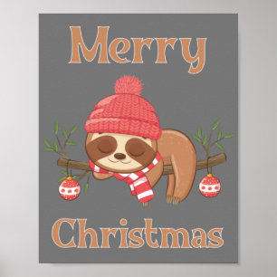 Affiche Sucre Cute Sloth Noël