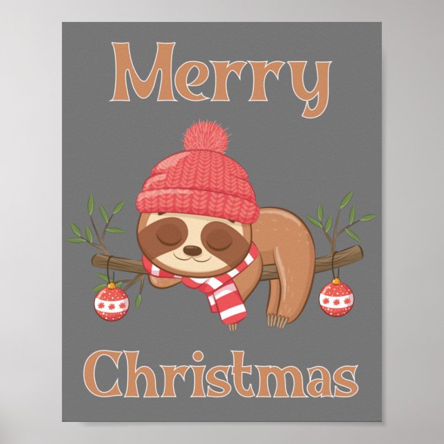 Affiche Sucre Cute Sloth Noël (Devant)