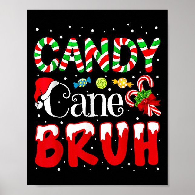 Affiche Sucre de canne Bruh Noël Amour Bonbons Garçons Fil (Devant)