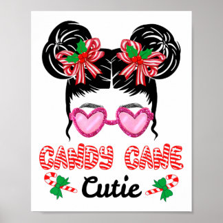 Affiche Sucre de canne de Noël Cutie Messy Bun Girls Kids 