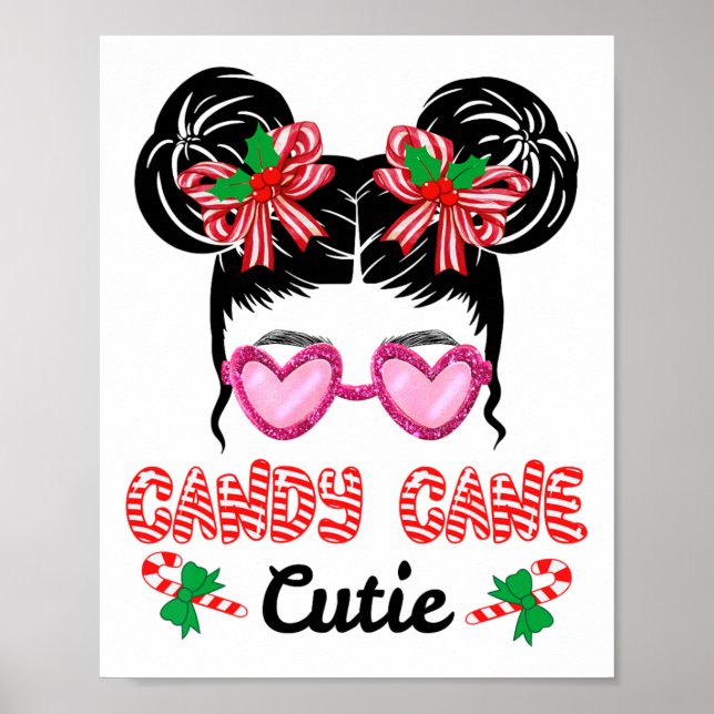 Affiche Sucre de canne de Noël Cutie Messy Bun Girls Kids  (Devant)