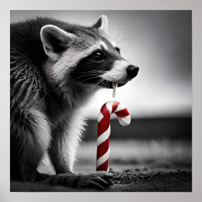 Affiche Sucre de canne de Noël Raccoon II (Devant)