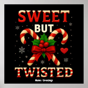 Affiche Sucre de canne doux mais tordu Noël Drôle cadeau