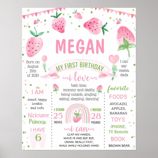 Affiche Sucre fraise un anniversaire jalon (Devant)