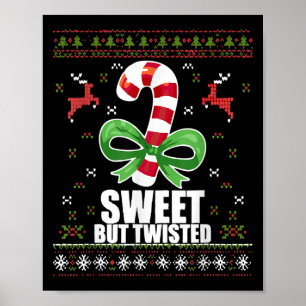 Affiche Sucré Mais Canne De Bonbon Drôle Et Tordu Noël Moc