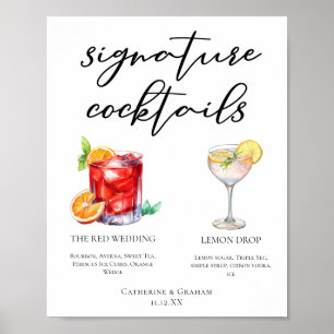 Affiche Sucré Signature Cocktails Menu Mariage