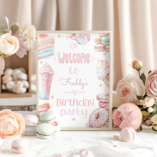 Affiche Sucre un anniversaire de fête glaces bonbons