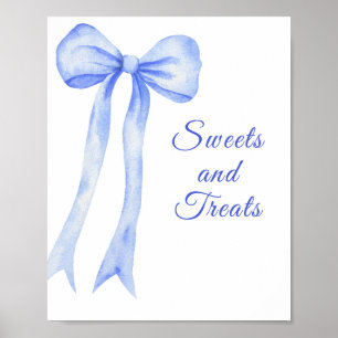 Affiche Sucreries et friandises à l'aquarelle bleu ruban