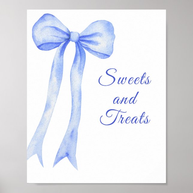 Affiche Sucreries et friandises à l'aquarelle bleu ruban (Devant)
