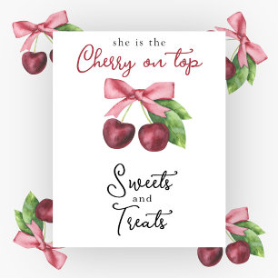 Affiche Sucreries et friandises pour baby shower Cerise à