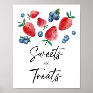 Affiche Sucres et friandises Berry fraise Premier annivers