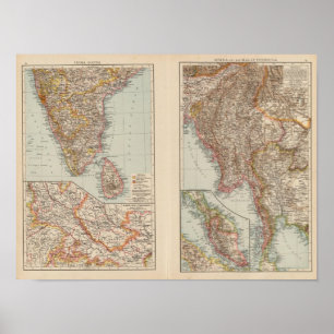 Affiche Sud de l'Inde, Birmanie, péninsule malaise