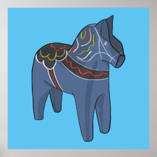 Affiche Suède Dala Horse Dalecarlian suédois
