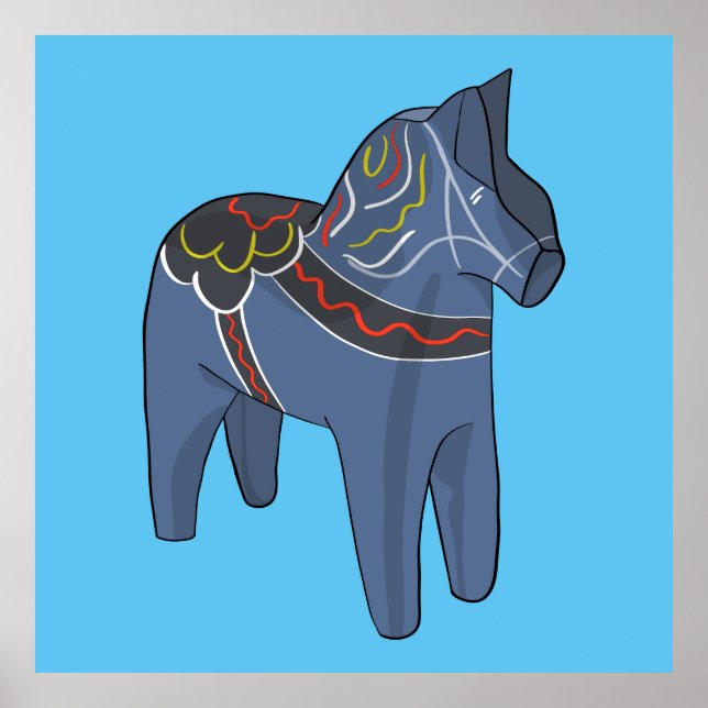 Affiche Suède Dala Horse Dalecarlian suédois (Devant)