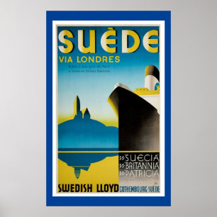Affiche Suede Suède - Publicité Vintage pour les navires