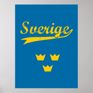 Affiche Suède, Sverige, 3 couronnes,