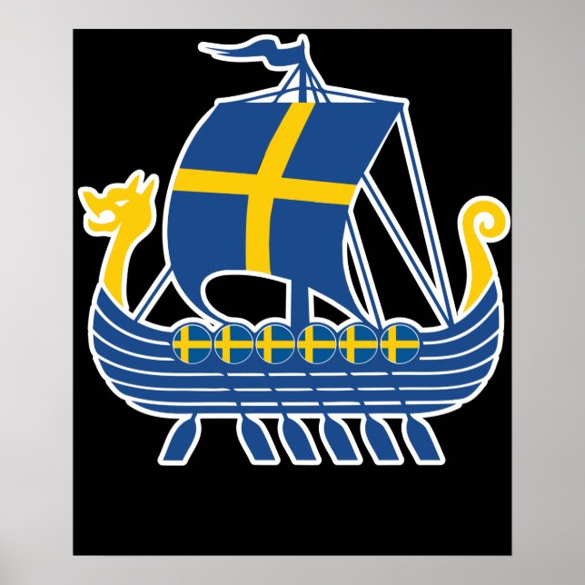 Affiche Suède Viking Ship Cadeau Valhalla Swedish Viking (Devant)