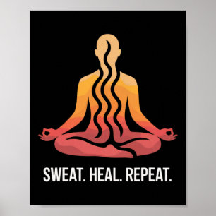 Affiche Sueur Guérir Répéter Sauna Yoga Méditation Bien-êt
