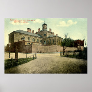 Affiche Suffolk Jail Boston Massachusetts 1915 Vintage