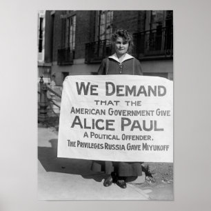 Affiche Suffragette avec panneau soutenant Alice Paul - 19