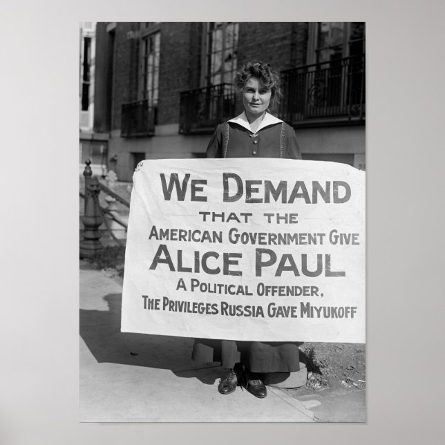 Affiche Suffragette avec panneau soutenant Alice Paul - 19 (Devant)