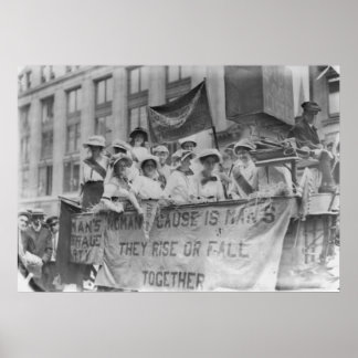 Affiche Suffragettes à bord d'un char