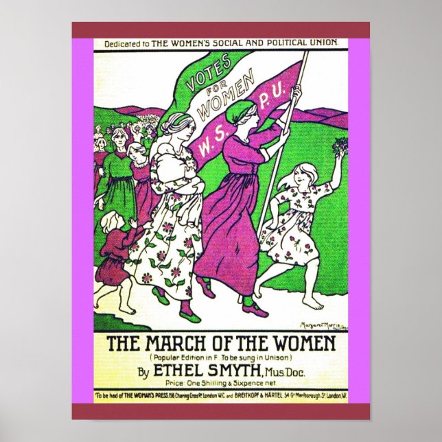 Affiche Suffragettes britanniques Marche colorée Femmes et (Devant)