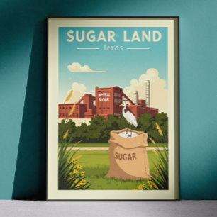 Affiche Sugar Land Texas vintage