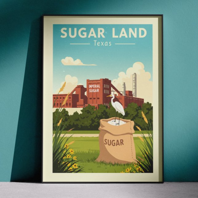 Affiche Sugar Land Texas vintage (Créateur téléchargé)