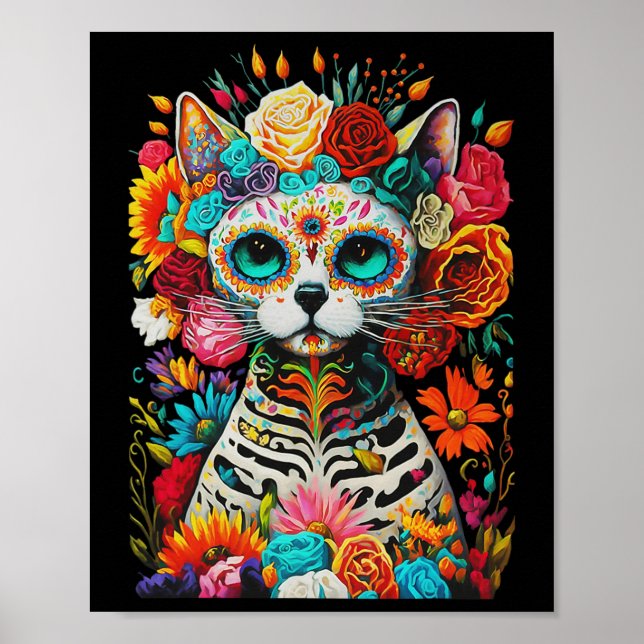 Affiche Sugar Skat Cat De Los Muertos La Catrina Jour De T (Devant)