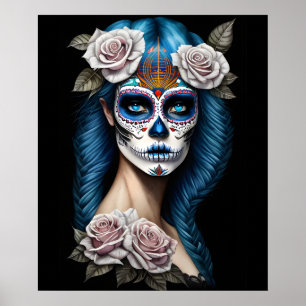 Affiche Sugar Skull Art - Femme stupéfiante