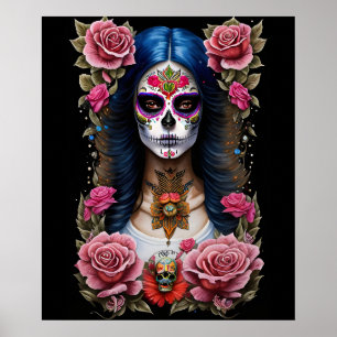 Affiche Sugar Skull Art - Femme traditionnelle