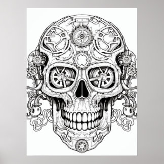Affiche Sugar Skull Drawing Art for Kids + Adults Wall