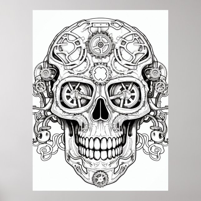 Affiche Sugar Skull Drawing Art for Kids + Adults Wall (Devant)