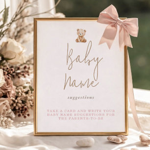 Affiche Suggestions de noms de Baby Shower d'ours en peluc