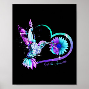 Affiche Suicide au ruban pourpre du coeur de tournesol de
