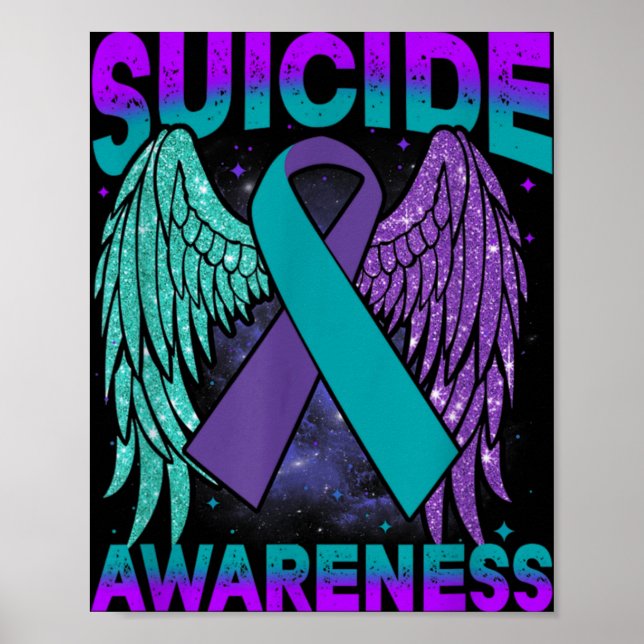 Affiche Suicide Awareness Clothing Wings Ribbon Suicide Pr (Devant)