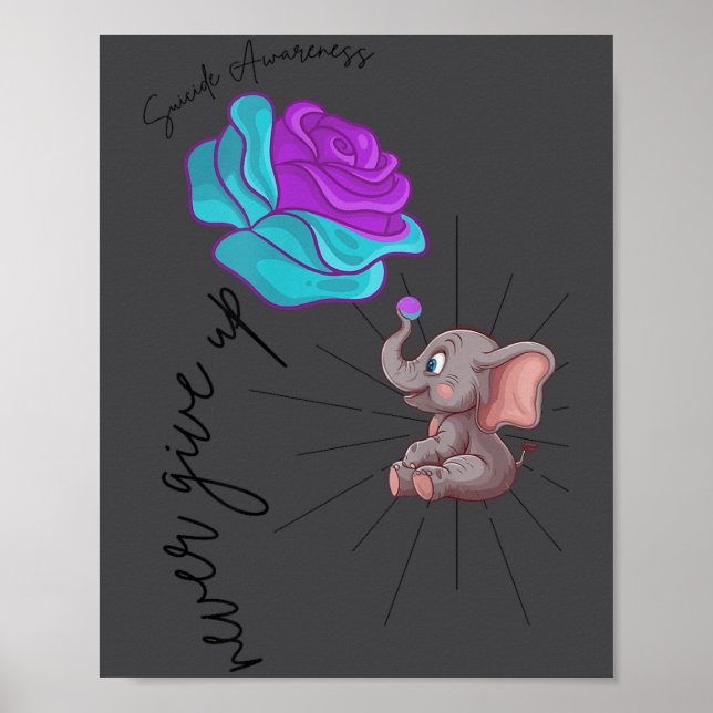 Affiche Suicide Awareness Flower Elephant Ribbon Graphic  (Devant)