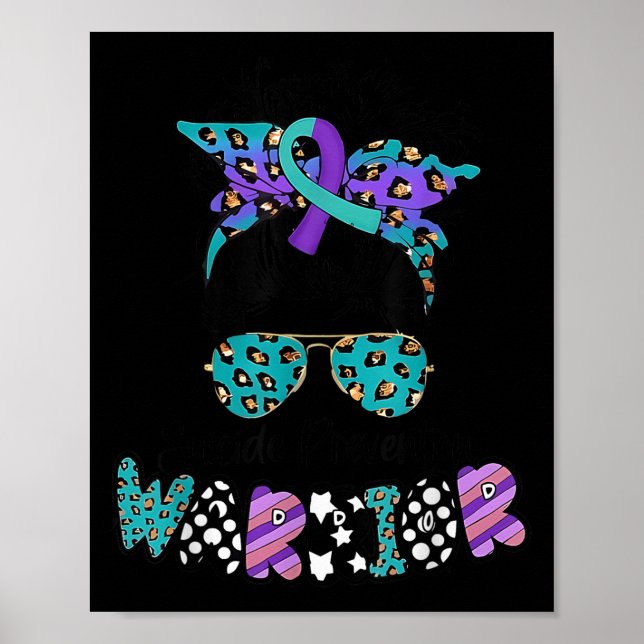 Affiche Suicide Awareness Shirt Messy Bun Hair Suicide Pre (Devant)