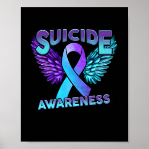 Affiche Suicide Awareness Wings And Ribbon Suicide Prevent