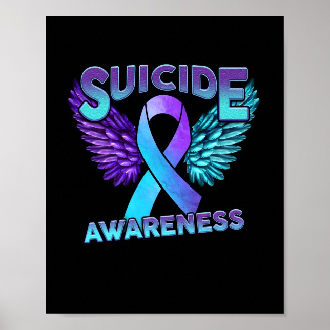 Affiche Suicide Awareness Wings And Ribbon Suicide Prevent (Devant)
