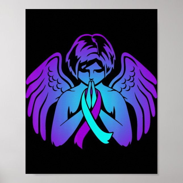 Affiche Suicide Awareness Wings Angel Ribbon Happy Support (Devant)