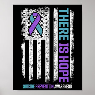 Affiche Suicide Prévention American Flag Hope Suicide Awar
