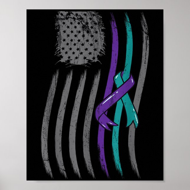 Affiche Suicide Prevention American Flag Purple Awareness  (Devant)