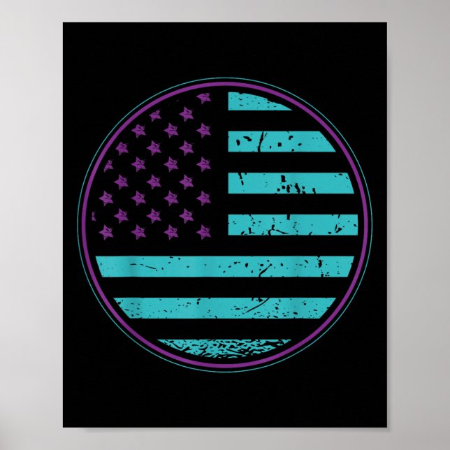 Affiche Suicide Prevention American Flag Wear Teal Purple  (Devant)
