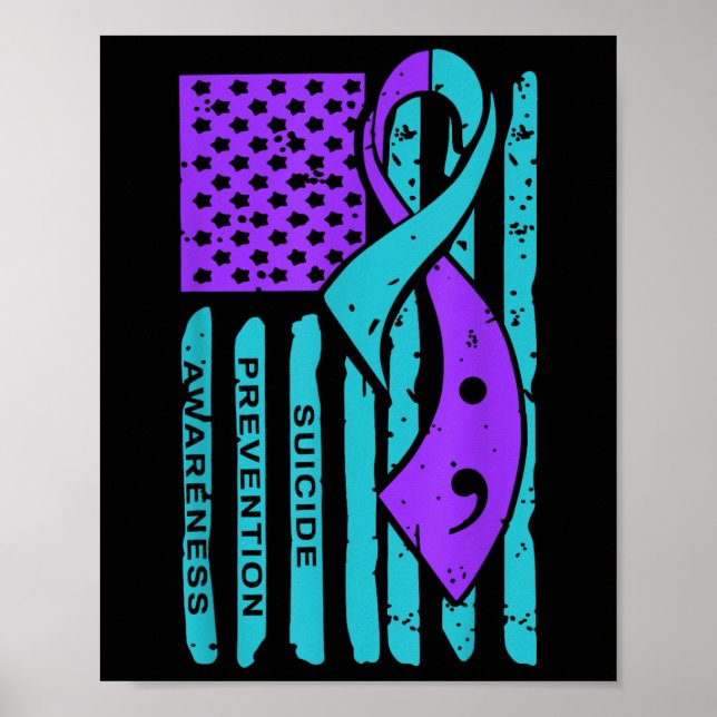 Affiche Suicide Prevention Awareness American Flag Semicol (Devant)