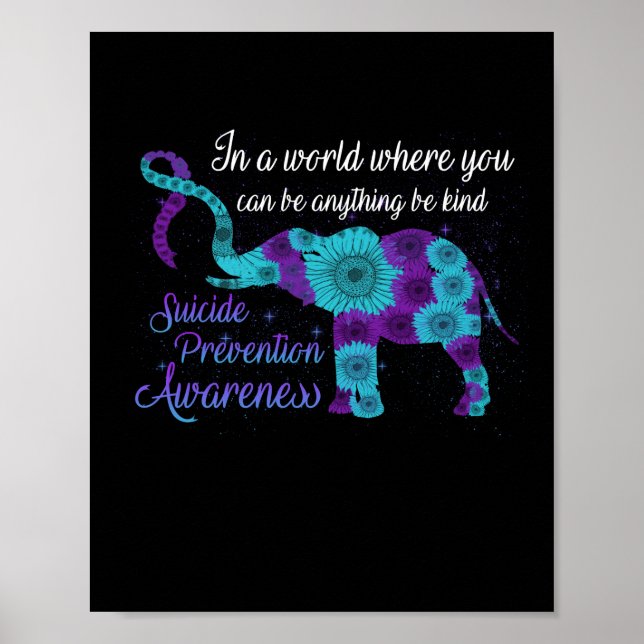 Affiche Suicide prevention Awareness Sunflower Elephant (Devant)