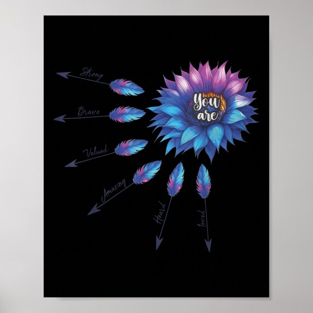 Affiche Suicide Prevention Awareness Sunflower You Are 988 (Devant)