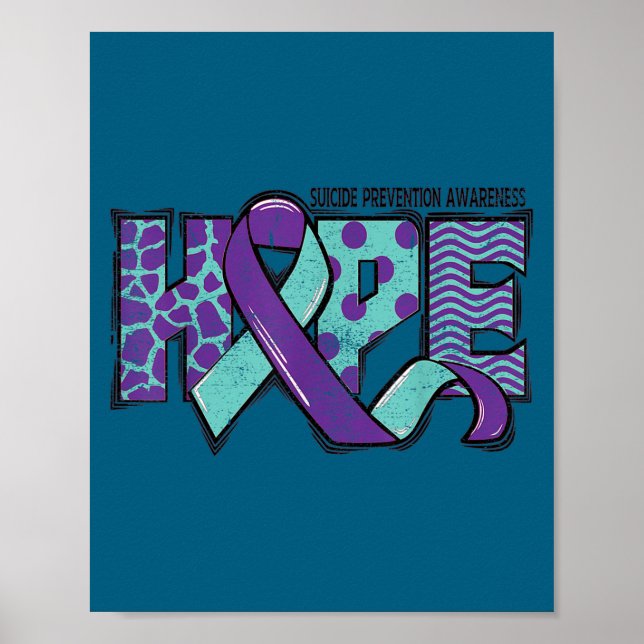 Affiche Suicide Prevention Awareness Teal &amp; Purple Rib (Devant)